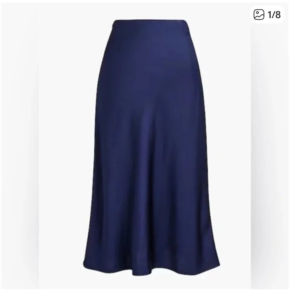 J Crew Silky Bias Cut Skirt—Blue—Sz XXL